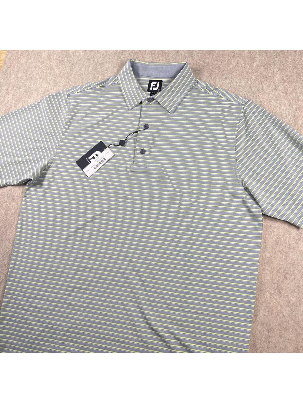 FootJoy Polo Shirt Mens Large green Striped ProDry Wakefield Plantation Logo NWT